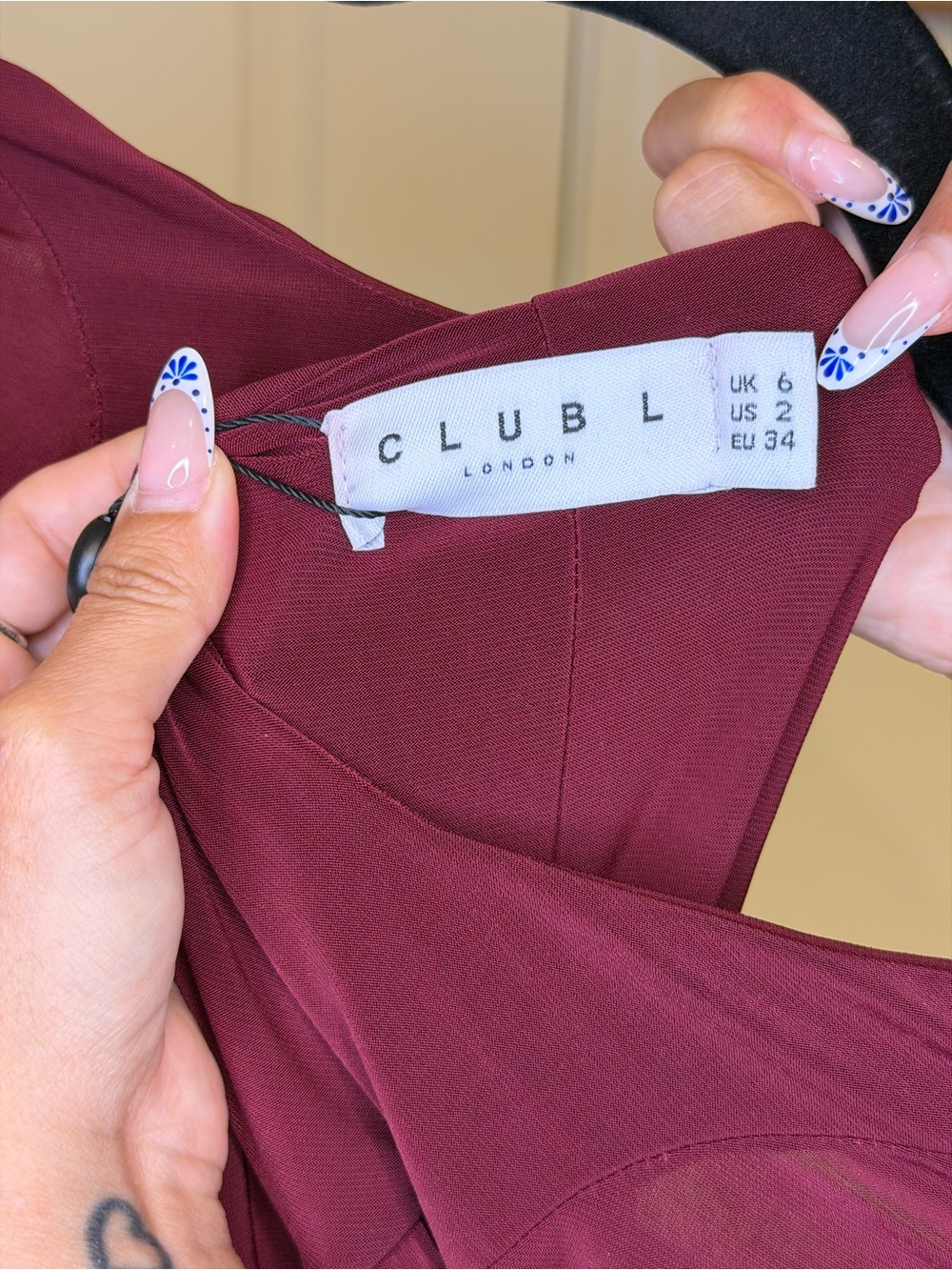 Club L London Burgundy Long Sleeve Square Neck Ruched Maxi Dress - Picture 5 of 12